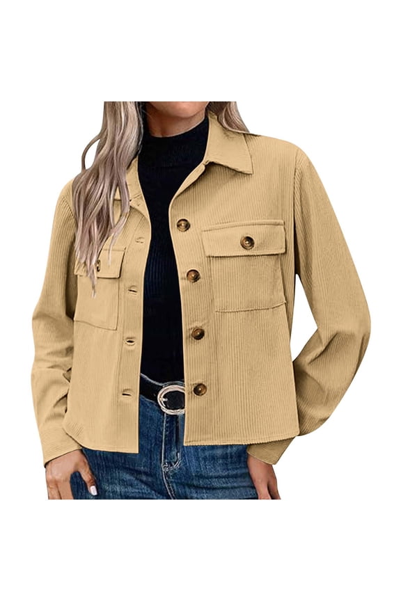 Womens Fashion Cotton Cropped Shackets Stretch Button down Long Sleeve Jackets with Pockets Denim Jean Trucker Jacket