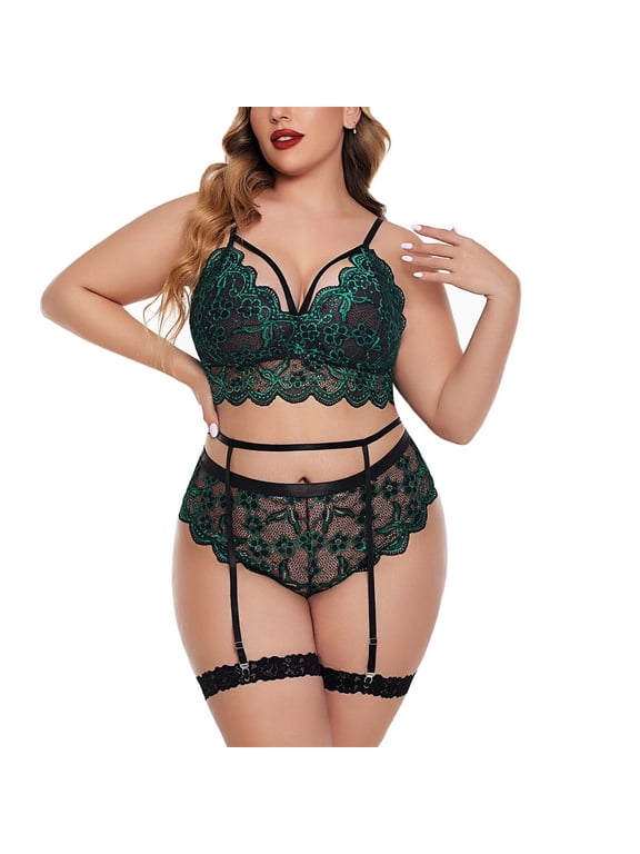 Womens Fashion Crotchless Lingerie Outfits With Robe Lingerie Deep V Teddy Babydoll Sexy Lace Bodysuit