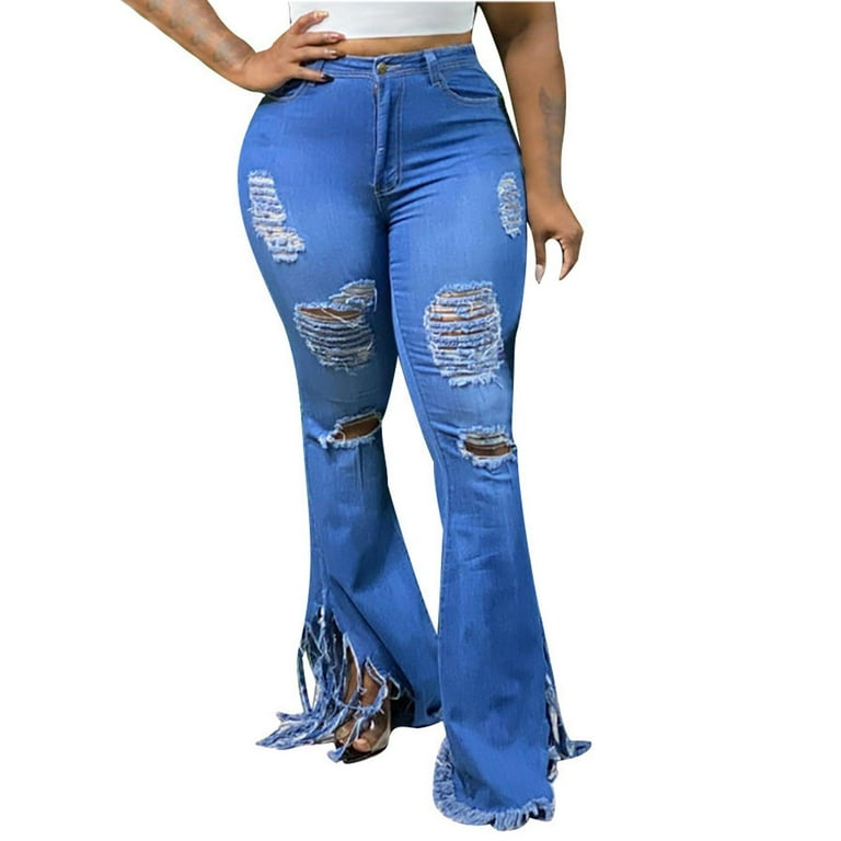 Casual Solid Tassel Ripped Pencil Bottoms Casual Solid Tassel Ripped Pencil Bottoms