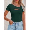 thumbnail image 1 of Womens Fashion Fall Clothes One Piece Cutout Tops short Sleeve Slim Fitted Shirts Tee Tshirts, 1 of 5