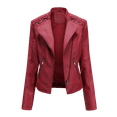 thumbnail image 1 of Womens Fashion Fall Deals ! BVnarty Jacket for Women Irregular Neck Shacket Jacket Fall Fashion Comfy Lounge Casual Solid Color Zip Motorcycle Suit Belt Coat Long Sleeve Red XXXXL, 1 of 6