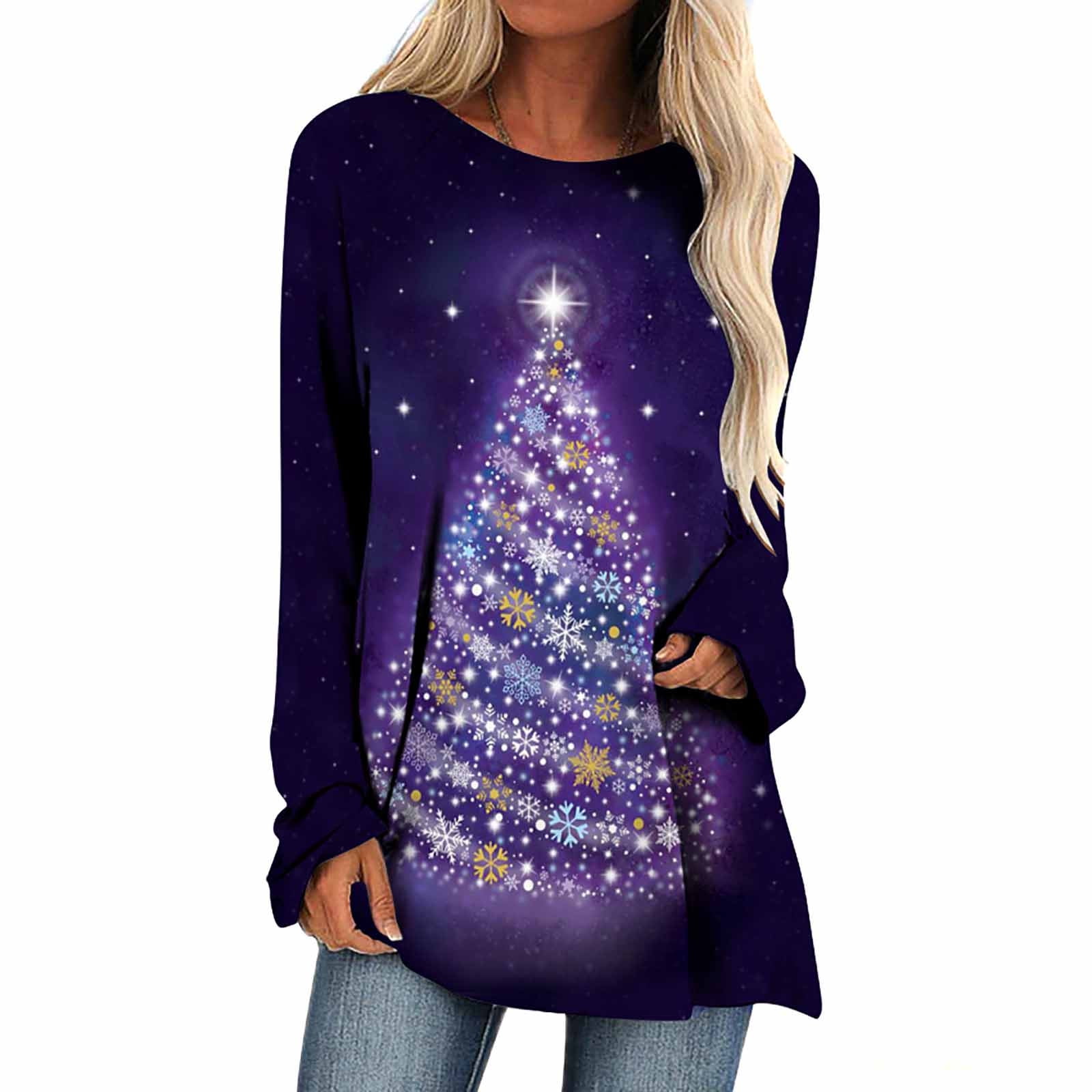 Lightning Deals of Today Prime Clearance Christmas Shirts Women Gris Wold &  Co Christmas Tree Farm Shirt Xmas Graphic Tops Shirts Long Sleeve Crewneck  Loose Blouse Purple XL at  Women's Clothing