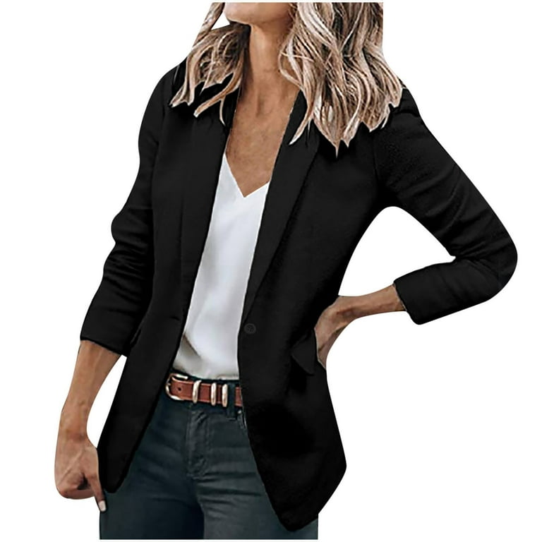 Clearance Promotion Fall Winte ! BVnarty Women's Top Business Attire  Cardigan Coat Winter Fashion Top Shacket Jacket Casual Lapel Lightweight  Plus Size Ombre Long Sleeve for Mujer Black XXL 