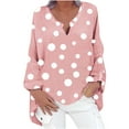 thumbnail image 1 of Womens Fashion Fall Deals Womens Tops V-Neck Tunic Tops Swing Hem Long Tops Comfy Casual Long Sleeve Polka Dots Plus Size Blouses Clothes Sets for Girlfriend Wife Fashion Oversized Pullover Pink S, 1 of 6