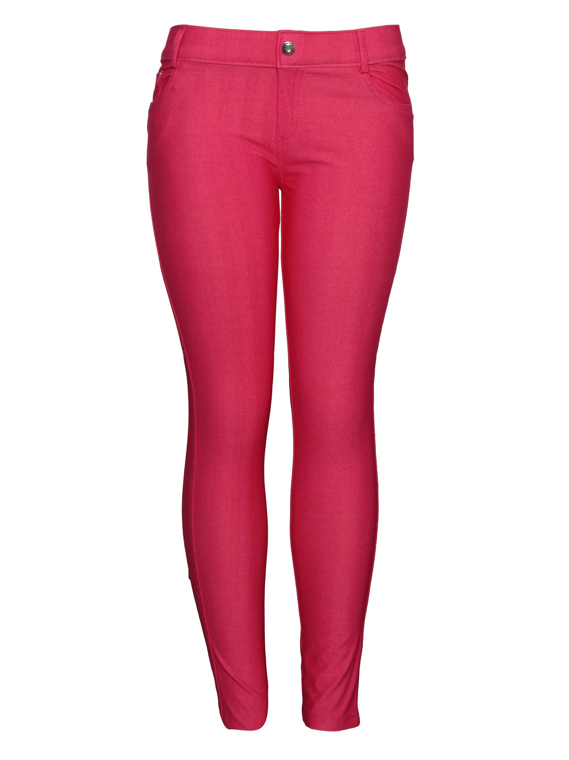 Womens Fashion Fitted Jeggings - RED- Medium-Large 