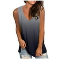 thumbnail image 1 of ibuvkizy Womens Fashion Gradient Color V-Neck Sleeveless T-shirt Tops Blouse, 1 of 9
