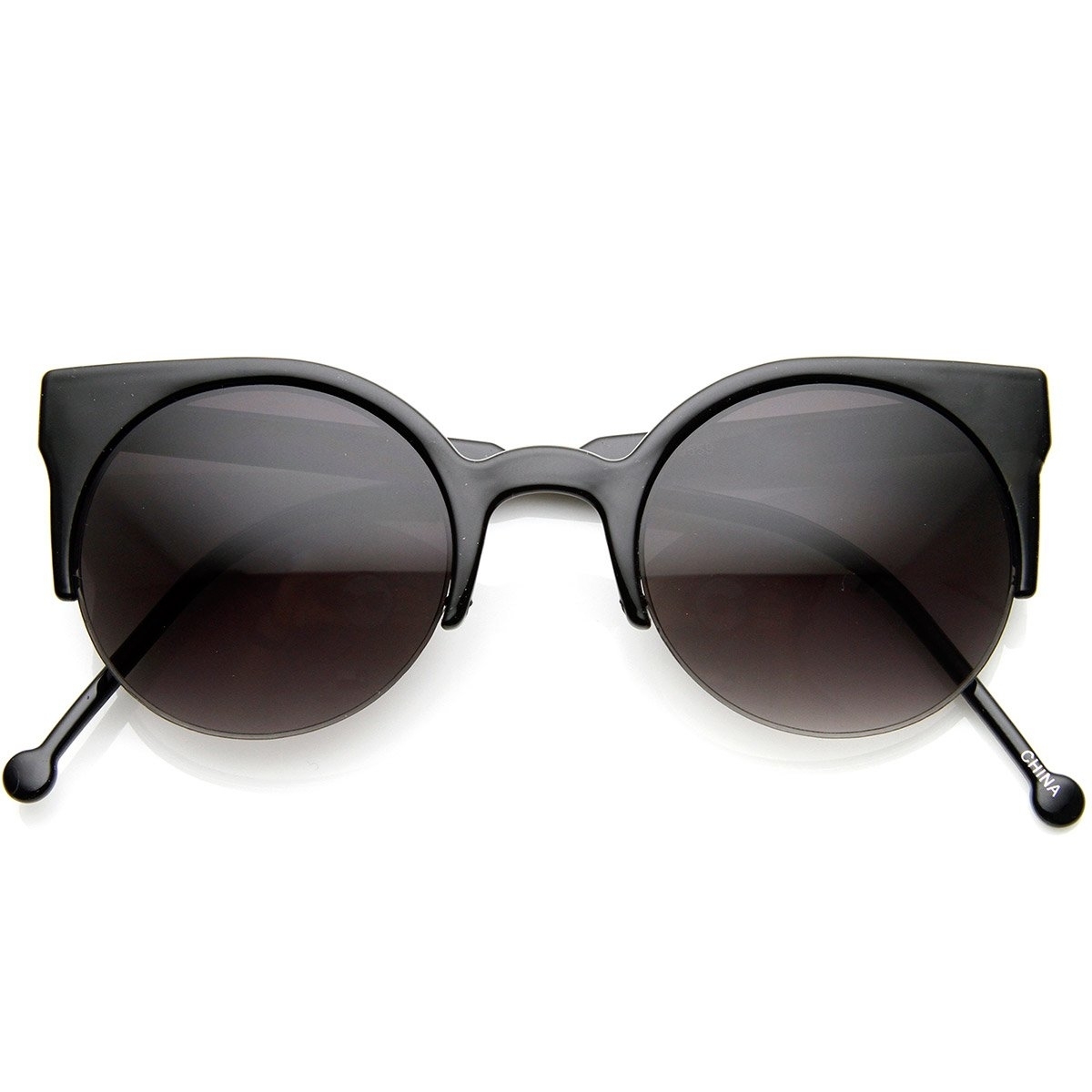 Womens Fashion Half Frame Round Cateye Sunglasses - image 1 of 6