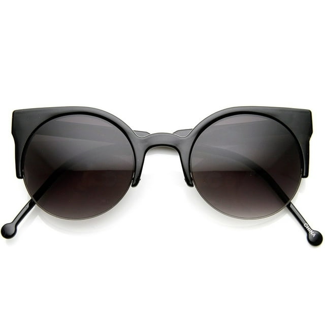 Womens Fashion Half Frame Round Cateye Sunglasses