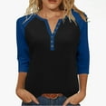 thumbnail image 1 of Womens Fashion Henley Raglan 3/4 Sleeve Tops Basic Tunic T-Shirts 2025 Casual Button Down Half Sleeve Blouses, 1 of 9