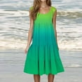 thumbnail image 1 of Womens Fashion Holiday Summer Round Neck Gradient Print Sleeveless Party Beach Dress, 1 of 6