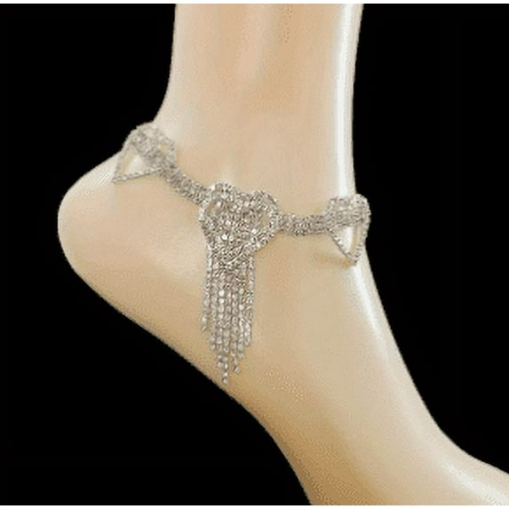 Womens' Fashion Hollow-Out Heart Butterfly Diamond Anklet Beach Elegance Shiny Crystal Anklet Jewelry