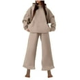 thumbnail image 1 of Womens Fashion Hoodie and Sweatpant Sets for Women Lounge Sports Jogging Outfits Fall Winter Loose Sweatsuits (S, Beige), 1 of 6