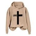thumbnail image 1 of Womens Fashion Hoodies Sweatshirts Love Letter Cross Graphic Long Sleeve Pullover Hooded Shirt Tops, 1 of 4