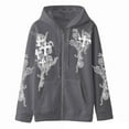 thumbnail image 1 of Womens Fashion Hoodies Zip Up Long Sleeve Cross Print Hooded Sweatshirt Casual Fall Jacket Winter Clothes, 1 of 2