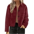 thumbnail image 1 of Husipze Womens Fashion Jackets Faux Suede Leather Cropped Casual Lapel Collar Outerwear Button Down Fall Vintage Temperament Coats Wine XXL, 1 of 6