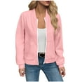 thumbnail image 1 of Womens Fashion Jackets Zip Up Long Sleeve Casual Loose Jacket Stand Collar Lightweight Outwear with Pockets Pink XXL, 1 of 7