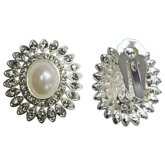 Womens Fashion Jewelry Wedding Earring Silver Small Flower Clip On Earrings