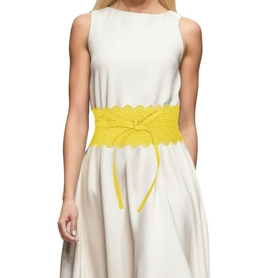 Womens Fashion Lace Dress Belt Hollow Out Belt Decorated Skinny Waist Belt