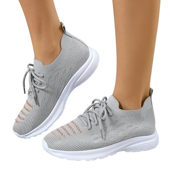 Womens Fashion Lace Up Sneakers Lightweight Slip On Sneakers Non Slip Athletic Gym Workout Shoes