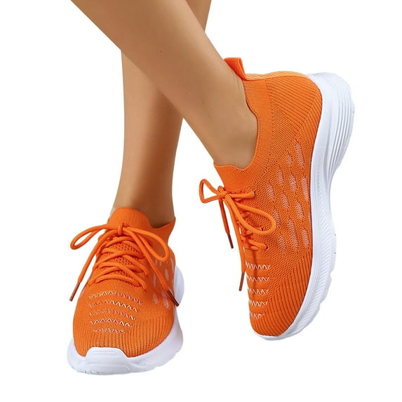 Womens Fashion Lace Up Sneakers Lightweight Slip On Sneakers Non Slip Athletic Gym Workout Shoes