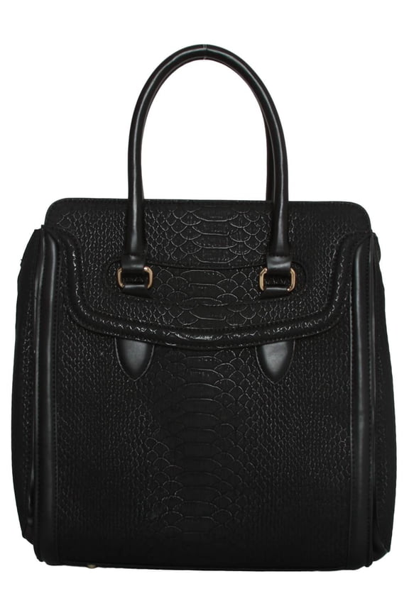 Womens Fashion "Neverland" Tote Structure Shoulder Handbag - Black