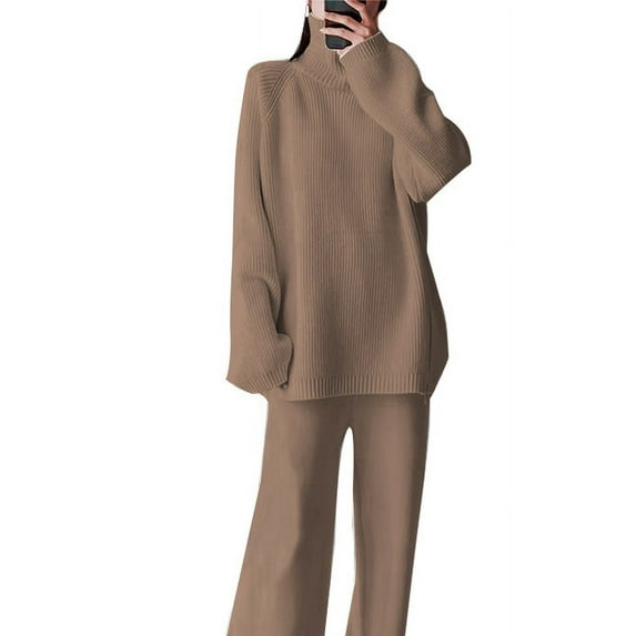 Womens Fashion New Fashion Casual Color Oversized Sleeve Sets Casual Tops and Pants 2 Piece Outfits Sweatsuit Trendsetting Women's Apparel