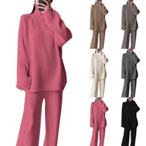 Womens Fashion New Fashion Casual Color Oversized Sleeve Sets Casual Tops and Pants 2 Piece Outfits Sweatsuit Trendsetting Women's Apparel