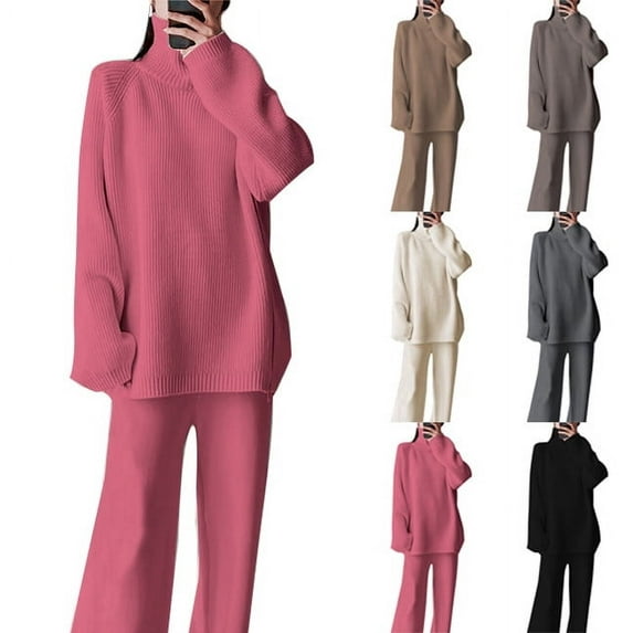 Womens Fashion New Fashion Casual Color Oversized Sleeve Sets Casual Tops and Pants 2 Piece Outfits Sweatsuit Trendsetting Women's Apparel