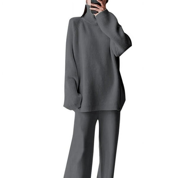 Womens Fashion New Fashion Casual Color Oversized Sleeve Sets Casual Tops and Pants 2 Piece Outfits Sweatsuit Trendsetting Women's Apparel