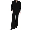 thumbnail image 1 of Womens Fashion New Fashion Casual Solid Color Knitted Set Casual Top and Pants Two-piece Set All-Day Comfort Attire, 1 of 2