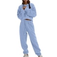 thumbnail image 1 of Womens Fashion New Sports Sweat Set Sweatsuit Fleece 2 Piece Joggers Tracksuit Outfits Crop Sweatshirt Sweatpants Sets All-Day Comfort Attire, 1 of 8