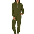 thumbnail image 1 of Womens Fashion New Sports Sweat Set Sweatsuit Fleece 2 Piece Joggers Tracksuit Outfits Crop Sweatshirt Sweatpants Sets Sleek Casual Wear, 1 of 8