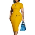 thumbnail image 1 of Womens Fashion Peplum Dress Tie Neck 50S Church Work Cocktail Midi Pencil Dress, 1 of 5