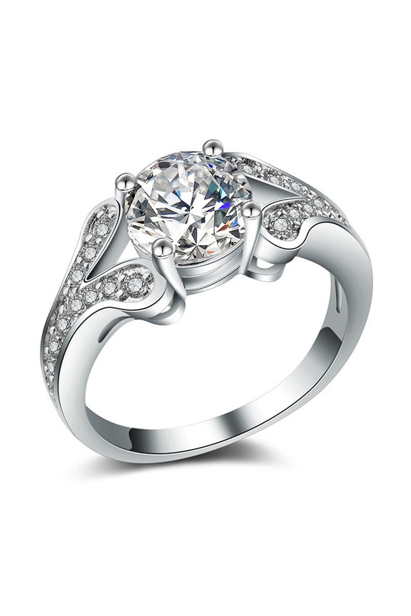 Womens Fashion Personality Ring Copper Plated Silver High Quality Silver White Sturdy Elegant Everyday Jewelry