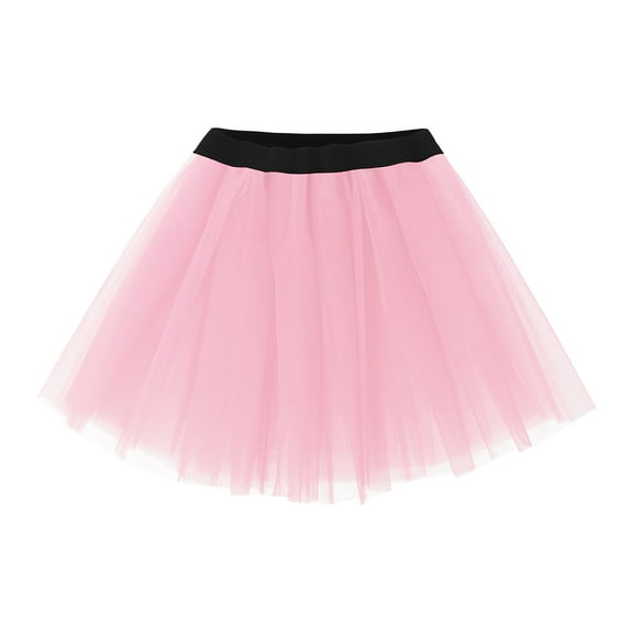 ZQUUVOU Womens Fashion Pleated Gauze Short Skirt Adult Dancing Skirt Gauze Dress Pink
