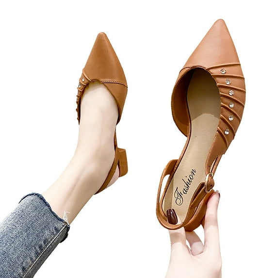 Womens Fashion Pumps Shoes Pointed Toe Casual Slip On Shoes Block Heeled High Heels for Women