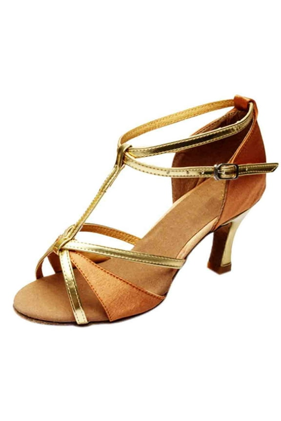 Womens Fashion Pumps Shoes Sequin Strap Wedding Dress Shoes Block Heeled Latin Dance Shoes