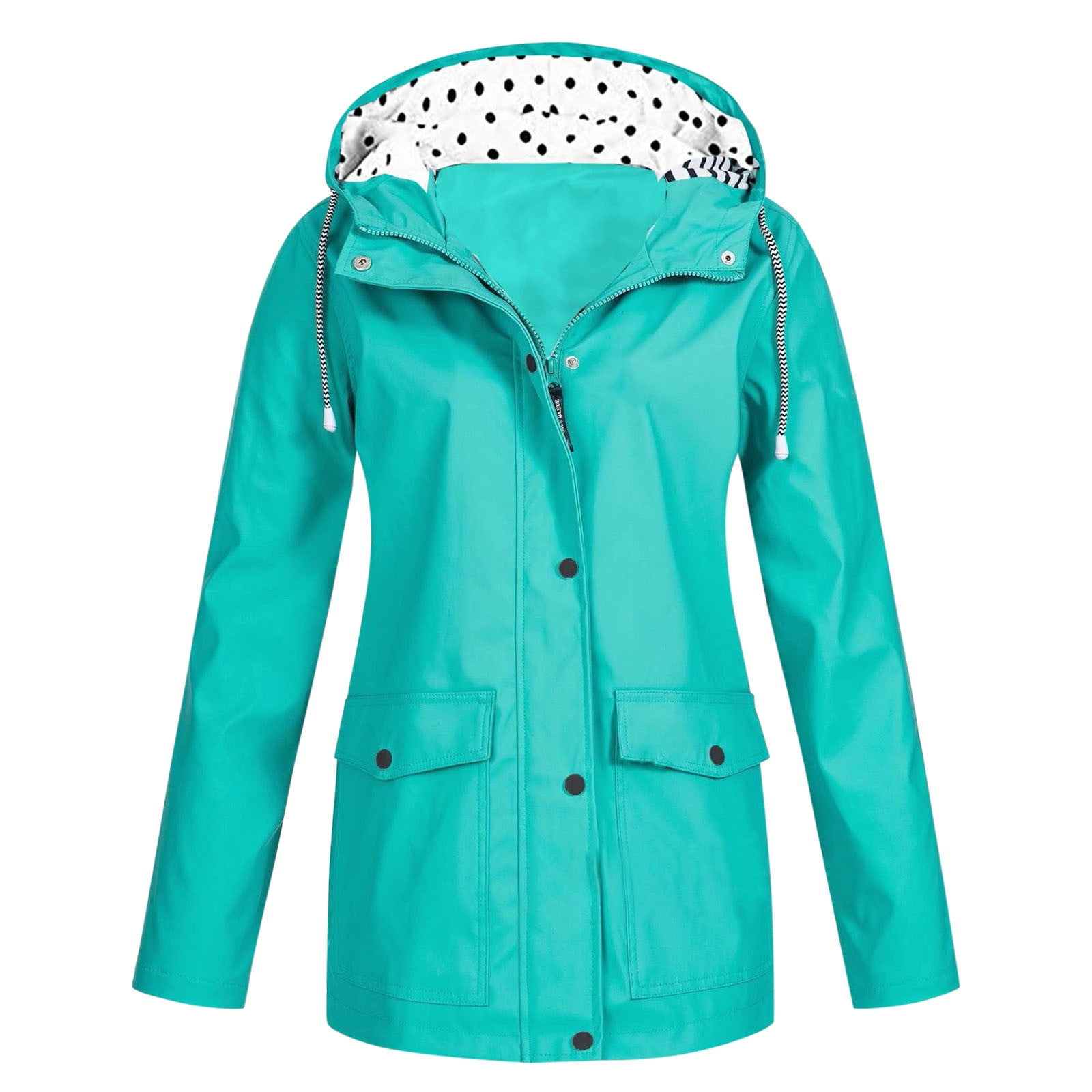 Womens Fashion Rain Jacket With Hood Lightweight Long Sleeve Windbreaker Zip Up Drawstring Raincoat With Pockets Cape Raincoat Women Womens Coats Size 2x Foldable Rain Jacket Cheer Rain Jacket 2 X
