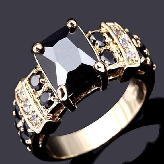 Womens Fashion Rectangular Obsidian Ring: Electroplated Alloy Metal, A Trendy and Stylish Accessory for Everyday Use