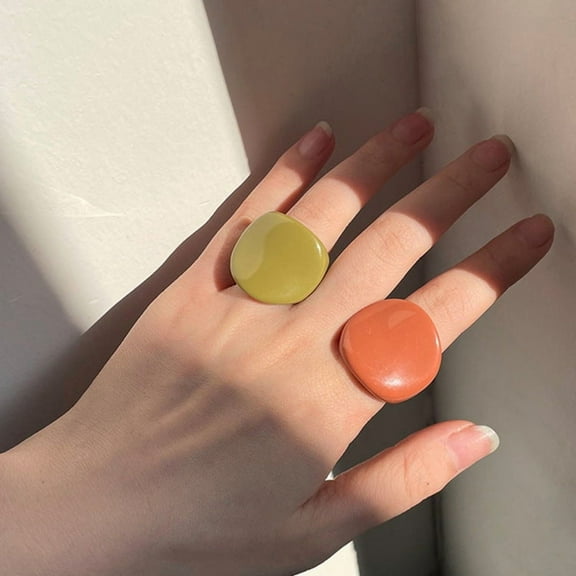 Womens Fashion Resin Rings, Round Leaf Shaped, Individually Packed (2 Pack)