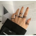 thumbnail image 1 of Womens Fashion Ring Set: 6 Geometric Cross Rings, Plated Alloy, Casual Style, Stackable Knuckle Rings for Women, 1 of 8