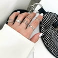 thumbnail image 1 of Womens Fashion Ring Set: 6 Geometric Cross Rings, Plated Alloy, Casual Style, Stackable Knuckle Rings for Women, 1 of 8