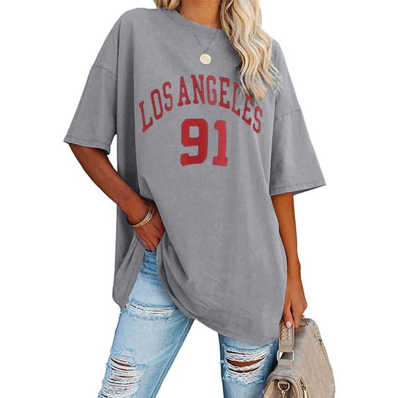 Womens Fashion Round Neck Short Sleeved Letter Printed T Shirt Top Long T Shirts for Leggings for Women Long Sleeved Tops Womens Swim Tee Plain Tees for Women Long Sleeve Heat Womens Swim Workout Tees