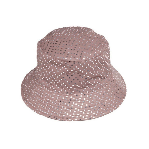 Womens Fashion Sequined Bucket Hat - Beige