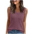 thumbnail image 1 of Womens Fashion Short Sleeve Tee New Tank Tops for Women Casual V Neck Ribbed Knit Tank Tops Loose Sleeveless Basic T-Shirt Lightweight Summer Breathable Camisole ,XS, 1 of 4