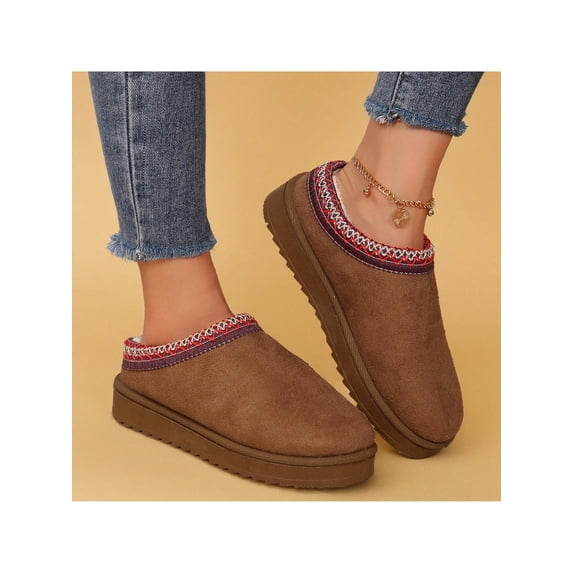 Womens Fashion Slippers Plush Fleece Lining Winter Slip-Ons
