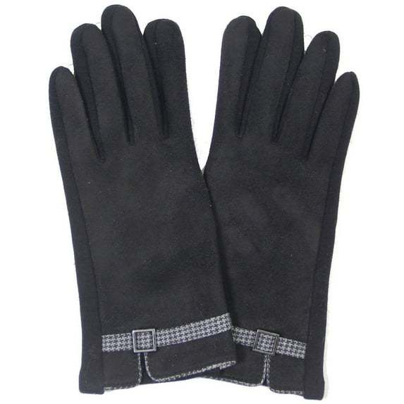 Womens Fashion Smart Touch Glove - Houndstooth Trim Black