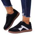 thumbnail image 1 of Womens Fashion Sneakers Color Block Suede Casual Trainers Athletic Shoes Classic Antislip Sole Lace up Skate Shoes Round Toe Tennis Shoes Black Size 9, 1 of 7
