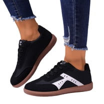 Womens Fashion Sneakers Color Block Suede Casual Trainers Athletic Shoes Classic Antislip Sole Lace up Skate Shoes Round Toe Tennis Shoes Black Size 9