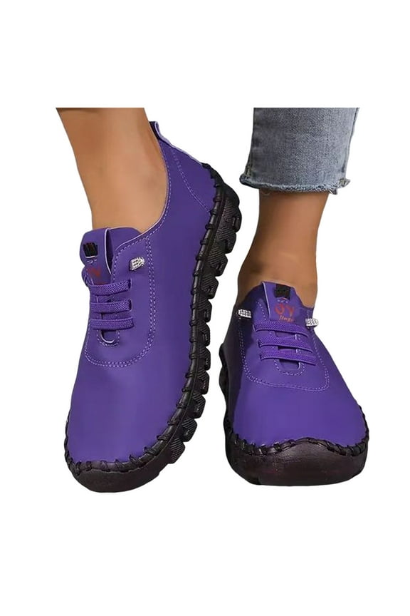 Womens Fashion Sneakers with Rubber Sole Casual Leather Lace up Walking Flat Work Shoes Spring Fall